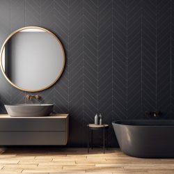 Modern black bathroom interior
